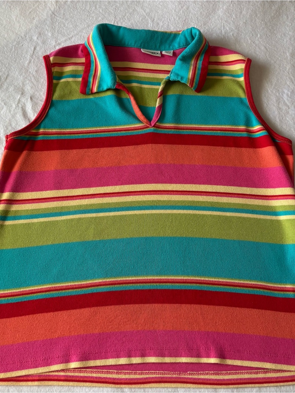 Kids Multicolor Stripe Polo Tank Top - Bright Stripe